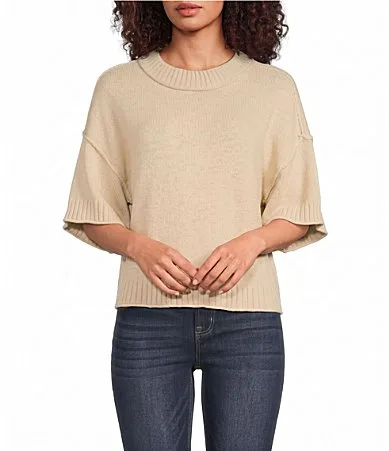 Broome Crew Neck Short Sleeve Cropped Sweater