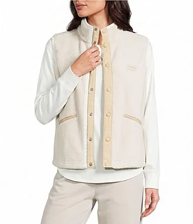 Helvetia Overlay Woven Stand Collar Button Front Vest by Columbia