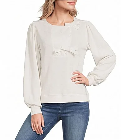 Round Neck Long Sleeve Blouse by Tru Luxe Jeans
