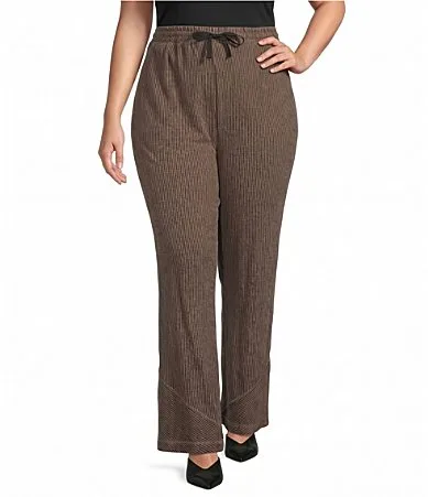 Coordinating Knit Yarn Dye Stripe Straight Leg Pull-On Pants by Ali Miles