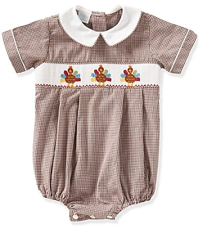 Smocked Turkey Romper Bubble by Edgehill Collection