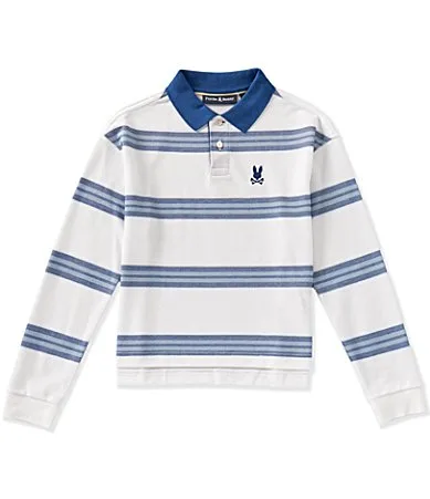 Drew Long Sleeve Striped Pique Polo by Psycho Bunny
