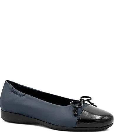 Joke Leather Patent Cap Toe Bow Flats by Amalfi