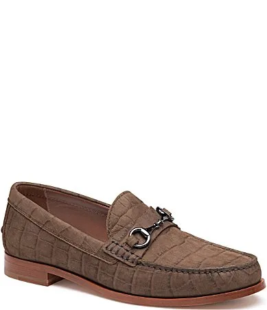 Collection Baldwin Bit Buckle Crocodile Print Nubuck Loafers by Johnston & Murphy