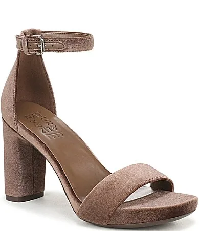 Joy Velvet Square Toe Ankle Strap Dress Sandals by Naturalizer