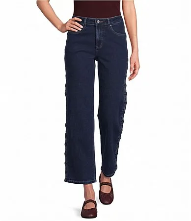High-Waisted Wide-Leg Medium Wash Denim Jeans by CeCe