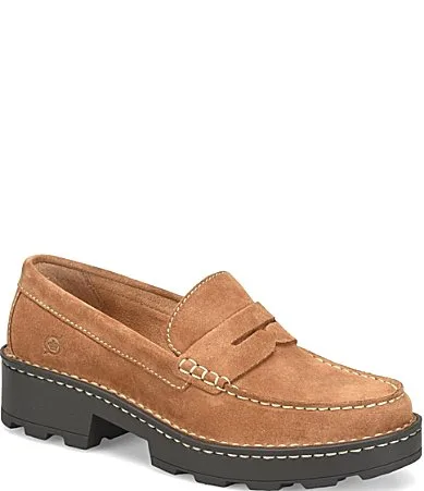 Carrera Suede Lug Sole Penny Loafers by Born