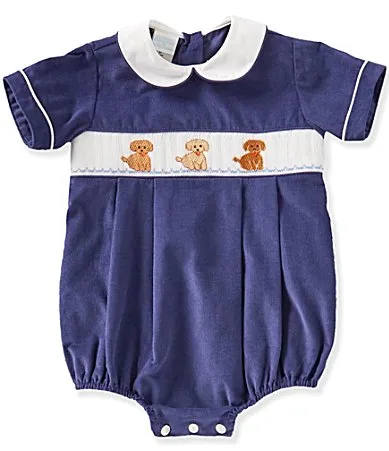 Smocked Puppy Romper Bubble by Edgehill Collection