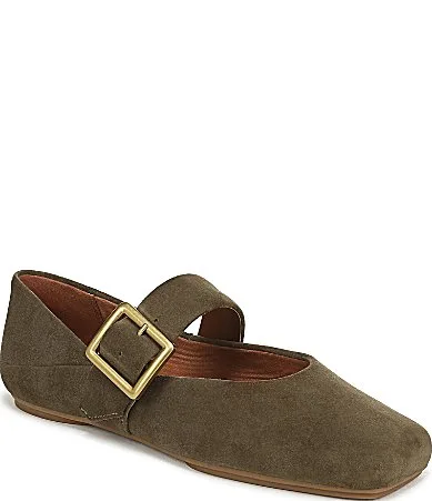 Oakes Suede Square Toe Mary Jane Ballet Flats