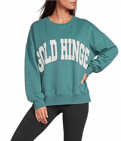 Coordinating Wide Arm Crew Neck Long Sleeve Logo Sweatshirt by Gold Hinge