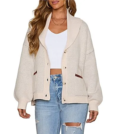 Drop Shoulder Long Sleeve Sweater Horse Cardigan by Vici Collection