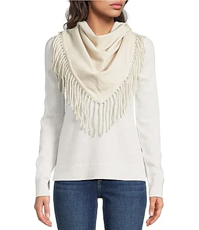 Woven Fringe Triangle Scarf by Sasso  Smyth