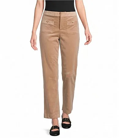 Structured Corduroy Flat Front Straight Leg Pants by Karl Lagerfeld