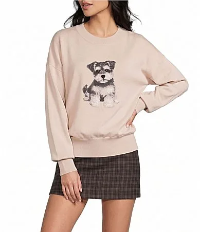 Schnauzer Long Sleeve Crewneck Sweater by Le Lis