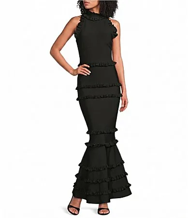 Theatrical Ruffle Fit & Flare Long Dress by Elliatt