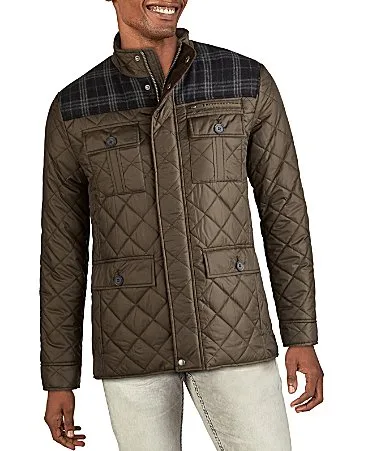 Mixed Media Diamond Quilted Wool Blend Jacket by COLE HAAN