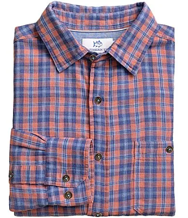 Southern Tide Coral Cove Long Sleeve Heather Double Cloth Woven Shirt by Tide