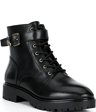 Allyson Logo Leather Lug Booties by Ralph Lauren