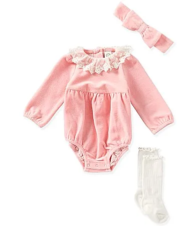 Long Sleeve Plush Velour Bodysuit by Little Me