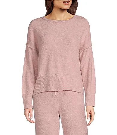Edit Long Sleeve Round Neck Coordinating Sweater Knit Lounge Top by Natori
