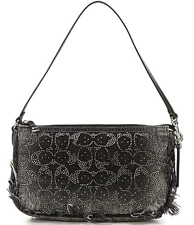 Plaza Regenerative Cotton Denim with Loved Crystal Signature Shoulder Bag by Coach