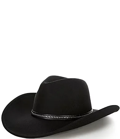 Vegan Leather Studded Band Skipper Hat by Anna & Ava