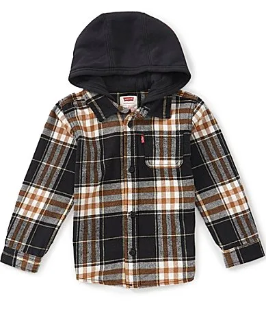 Long Sleeve Hooded Plaid Flannel Shirt by Levi's