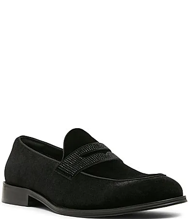 Marlye Velvet and Crystal Embellished Dress Penny Loafers by Steve Madden