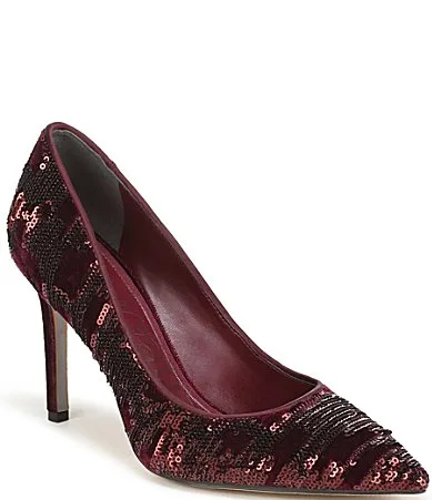 Hazel Sequin Velvet Pointed Toe Pumps by Sam Edelman