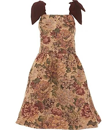 Baroque Floral Bow Strap Dress by GB