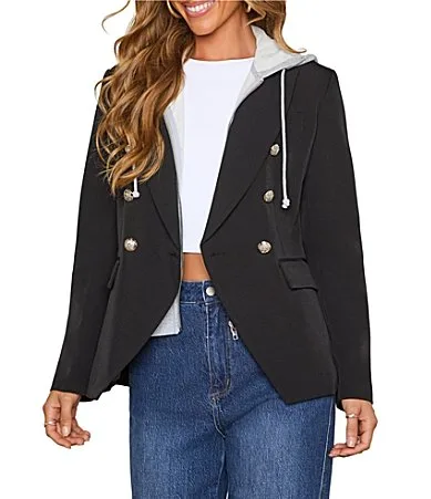 Hooded Long Sleeve Blazer by Vici Collection