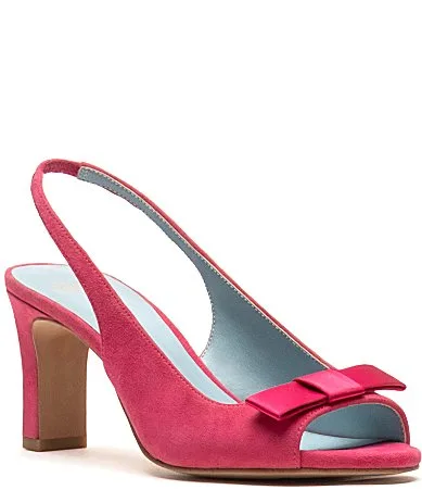 Reese Suede Bow Slingback Peep Toe Dress Sandals by Frances Valentine