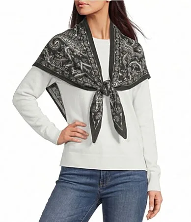 Paisley Print Triangle Scarf Wrap by Sasso  Smyth
