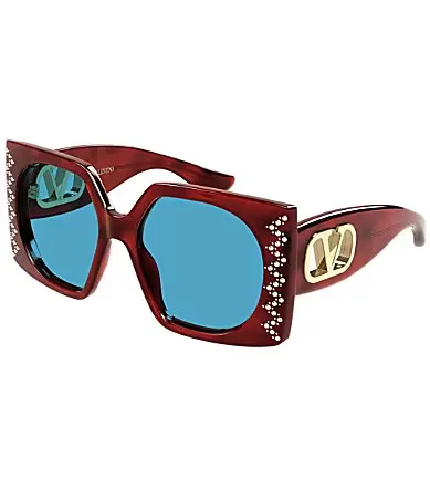 V Logo 55mm Square Sunglasses by Valentino