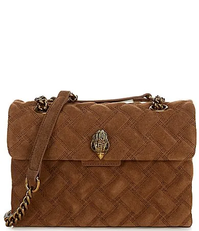 London Kensington Quilted Suede Chain Strap Shoulder Bag