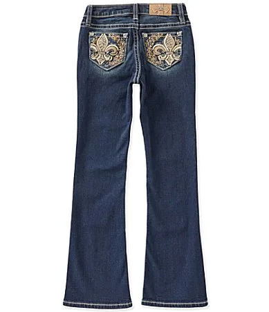 Leopard Print Pocket Mid Rise Boot Cut Jeans by Miss Me