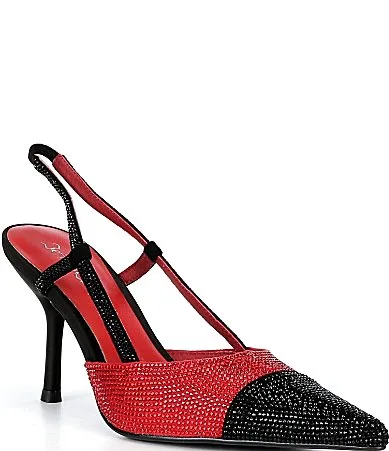 Vivid-J Rhinestone Pointed Cap Toe Slingback Pumps by Jeffrey Campbell