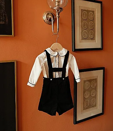 Edgehill Collection x Kristin Ellen Hockman August Peter Pan Collar Long Sleeve Top Matching Shorts Set by Edgehill Collection