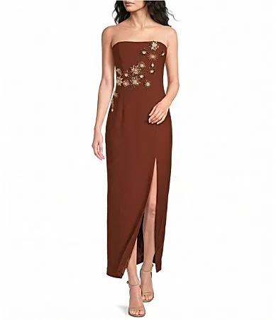 Solae Floral Strapless Gown by Elliatt