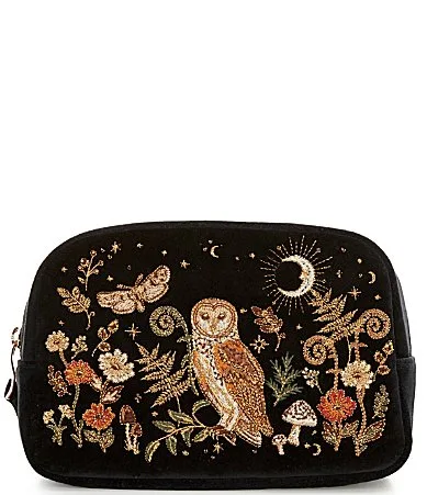 Mystical Owl Velvet Makeup Bag by Elizabeth Scarlett
