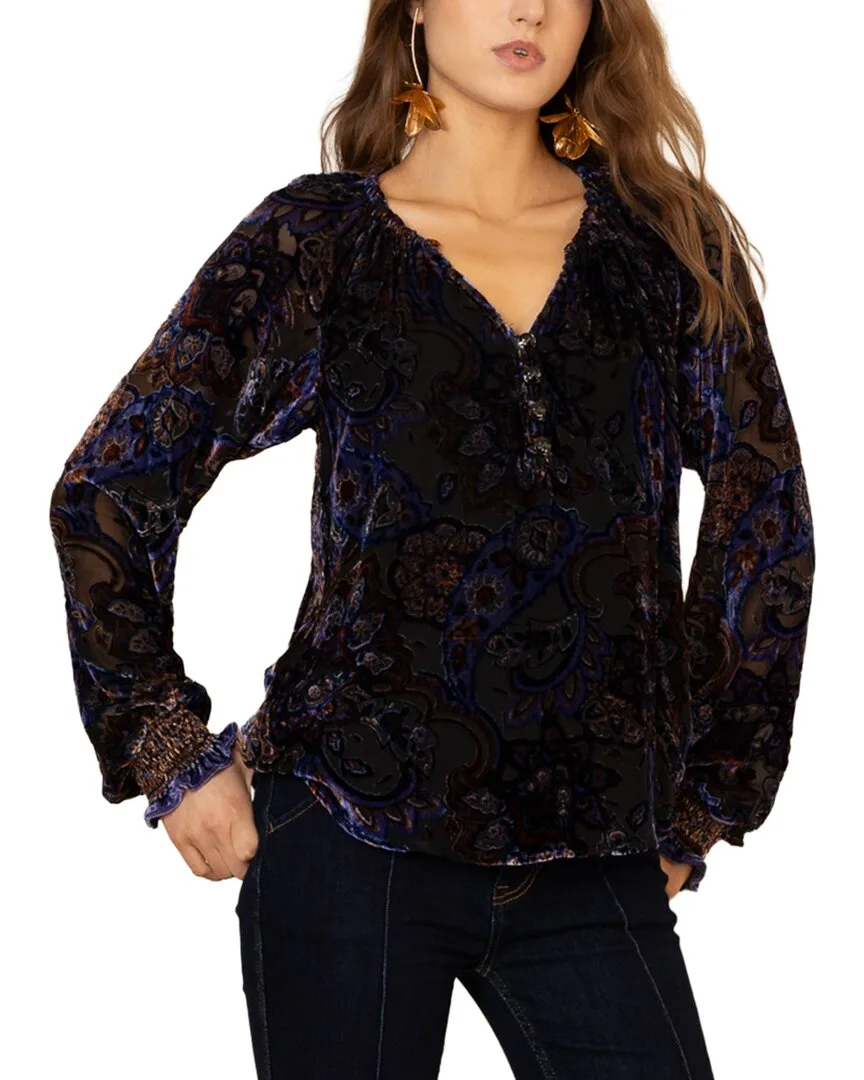 Elyse Long Sleeve Silk-Blend Blouse