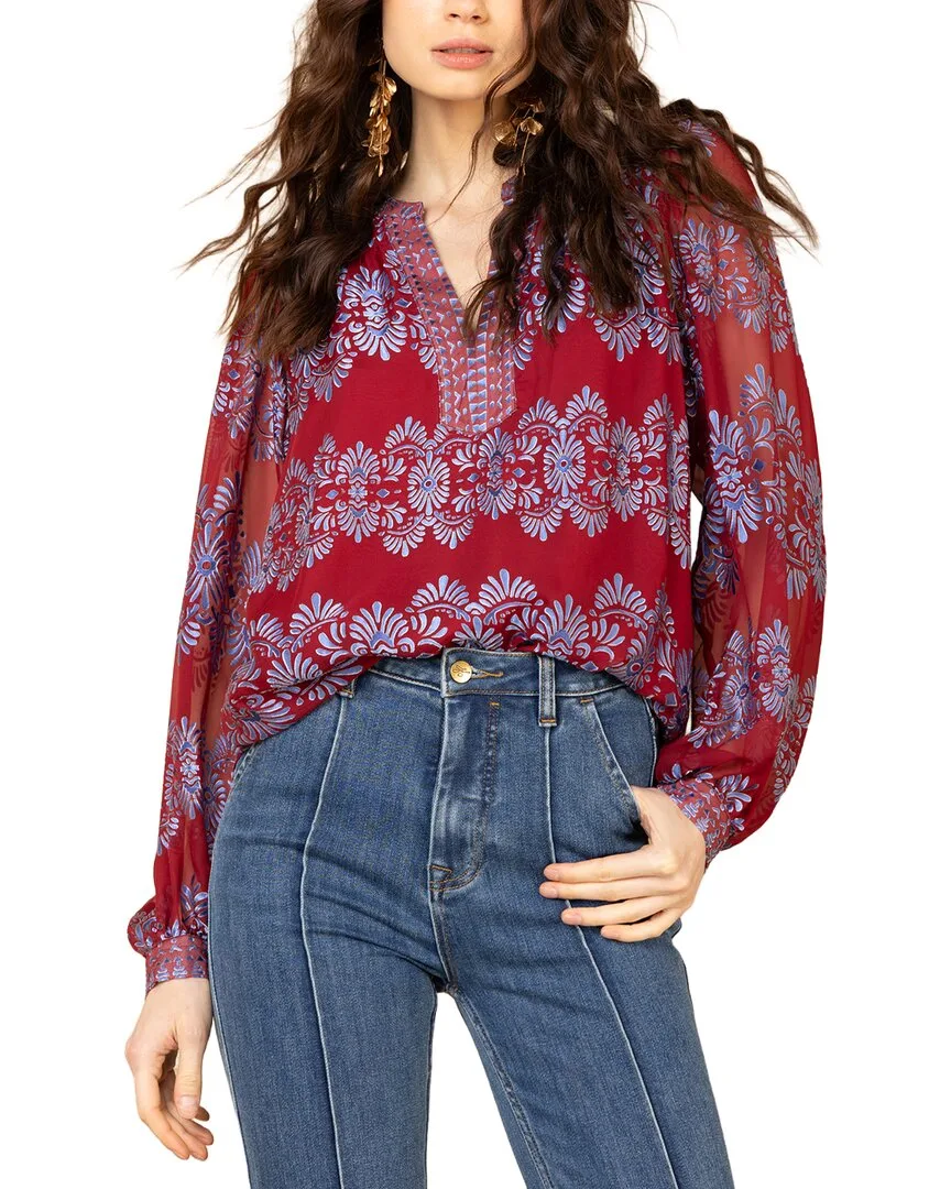 Long Sleeve Lexie Silk-Blend Blouse
