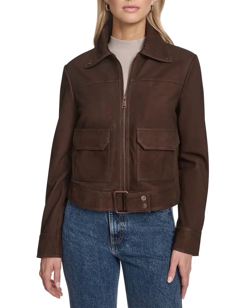 Leather Trucker Jacket by Andrew Marc