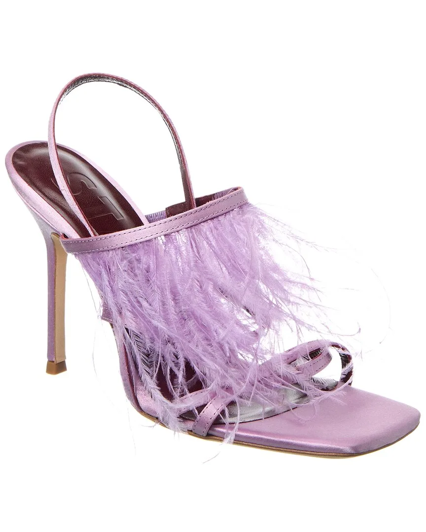 Anise Feather Satin Slingback Sandal by STAUD