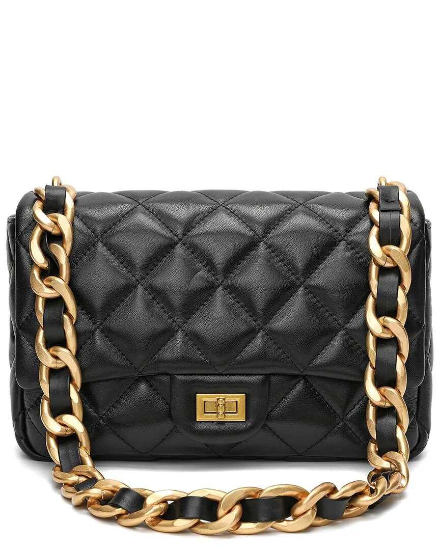 Top-Grain Leather Foldover Shoulder Bag by Tiffany & Fred Paris