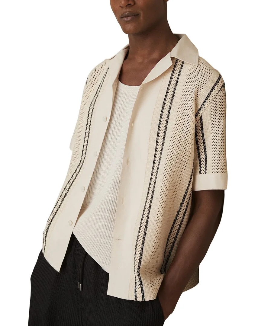 Opal Stripe Crochet Cu Casual Shirt by Reiss