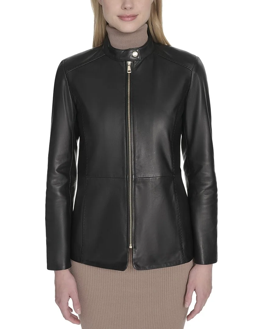 Stand Collar Leather Jacket