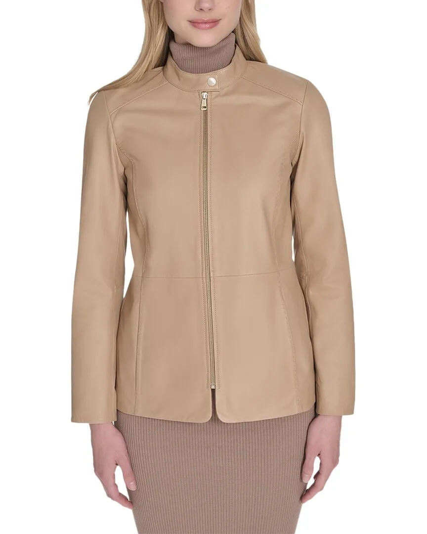 Stand Collar Leather Jacket