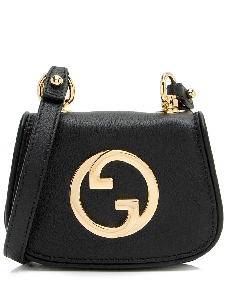 Black Leather Blondie Card Case on Strap (authentic Pre-Loved) by Gucci