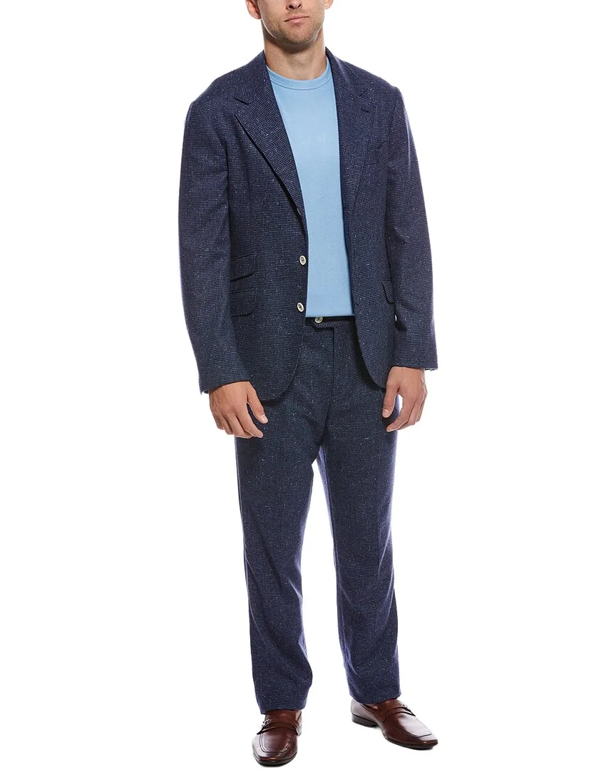 2Pc Pleated-Front Wool & Cashmere-Blend Suit by Brunello Cucinelli